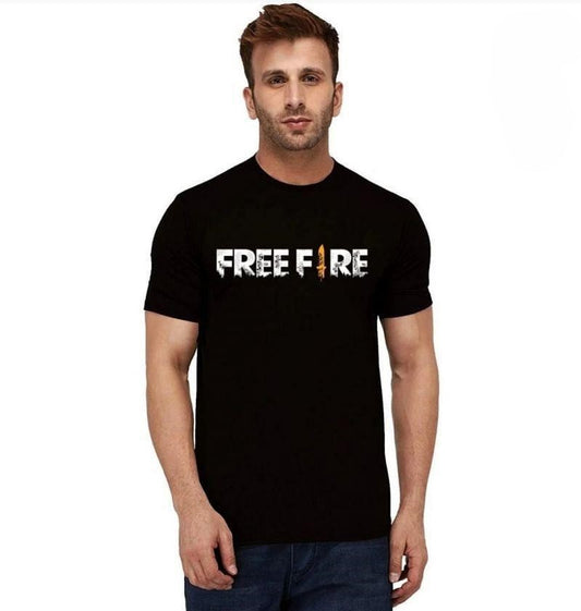 Men's Round Neck Printed T-Shirt – Free Fire Logo