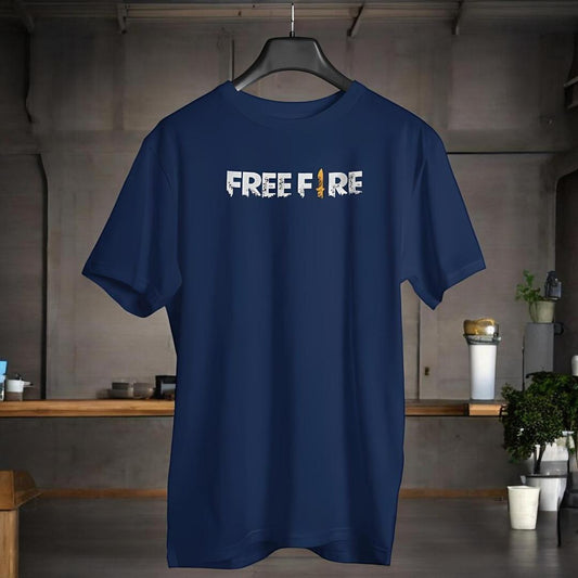 Men's Round Neck Printed T-Shirt – Free Fire Logo