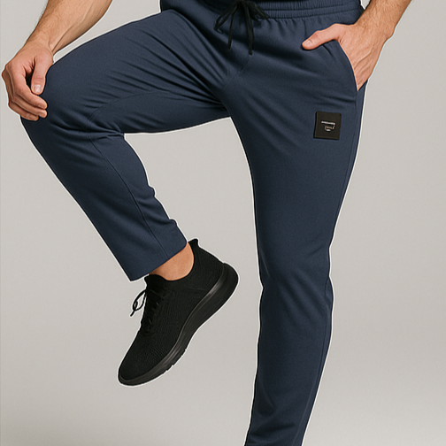 Cyan Blue Milano Black Dry Fit Trouser for Men